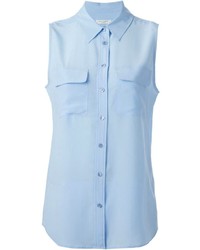 Женская голубая рубашка без рукавов от Equipment