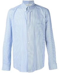 Мужская голубая рубашка в вертикальную полоску от Golden Goose Deluxe Brand