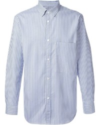 Мужская голубая рубашка в вертикальную полоску от Golden Goose Deluxe Brand