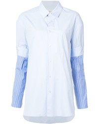 Женская голубая рубашка в вертикальную полоску от Maison Margiela