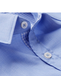 Мужская голубая рубашка в мелкую клетку от Canali