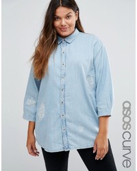 Женская голубая рубашка с вышивкой от Asos