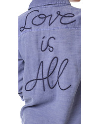 Женская голубая рубашка с вышивкой от Sundry