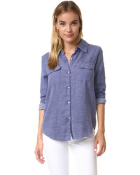 Женская голубая рубашка с вышивкой от Sundry