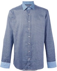 Мужская голубая рубашка с геометрическим рисунком от Etro