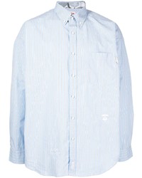 Мужская голубая рубашка с длинным рукавом в вертикальную полоску от AAPE BY A BATHING APE