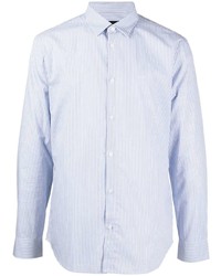 Мужская голубая рубашка с длинным рукавом в вертикальную полоску от Armani Exchange