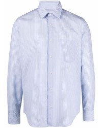 Мужская голубая рубашка с длинным рукавом в вертикальную полоску от Aspesi