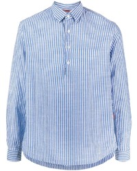 Мужская голубая рубашка с длинным рукавом в вертикальную полоску от Barena
