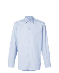 Мужская голубая рубашка с длинным рукавом в вертикальную полоску от Calvin Klein 205W39nyc