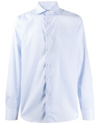 Мужская голубая рубашка с длинным рукавом в вертикальную полоску от Canali