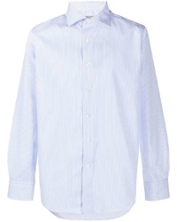 Мужская голубая рубашка с длинным рукавом в вертикальную полоску от Canali
