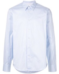 Мужская голубая рубашка с длинным рукавом в вертикальную полоску от CK Calvin Klein