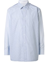 Мужская голубая рубашка с длинным рукавом в вертикальную полоску от CK Calvin Klein