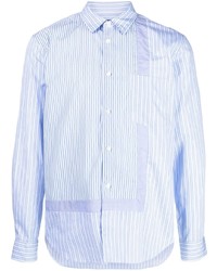 Мужская голубая рубашка с длинным рукавом в вертикальную полоску от Comme des Garcons Homme Deux