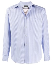 Мужская голубая рубашка с длинным рукавом в вертикальную полоску от Comme Des Garcons Homme Plus