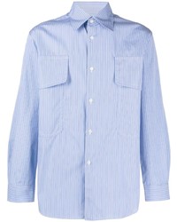 Мужская голубая рубашка с длинным рукавом в вертикальную полоску от Comme Des Garcons SHIRT