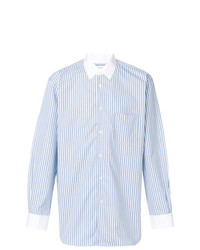 Мужская голубая рубашка с длинным рукавом в вертикальную полоску от Comme Des Garçons Shirt Boys