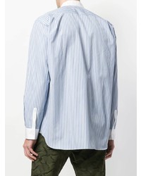 Мужская голубая рубашка с длинным рукавом в вертикальную полоску от Comme Des Garçons Shirt Boys