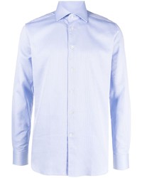 Мужская голубая рубашка с длинным рукавом в вертикальную полоску от Corneliani