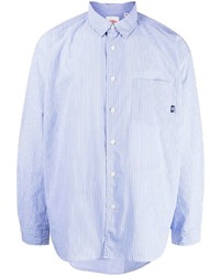 Мужская голубая рубашка с длинным рукавом в вертикальную полоску от Danton