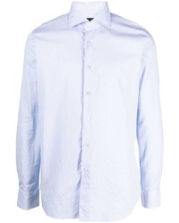 Мужская голубая рубашка с длинным рукавом в вертикальную полоску от Dell'oglio