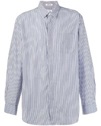 Мужская голубая рубашка с длинным рукавом в вертикальную полоску от Engineered Garments