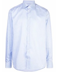 Мужская голубая рубашка с длинным рукавом в вертикальную полоску от Eton