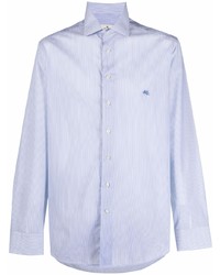 Мужская голубая рубашка с длинным рукавом в вертикальную полоску от Etro
