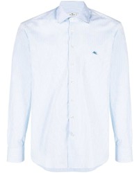 Мужская голубая рубашка с длинным рукавом в вертикальную полоску от Etro
