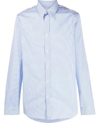 Мужская голубая рубашка с длинным рукавом в вертикальную полоску от Givenchy