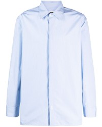 Мужская голубая рубашка с длинным рукавом в вертикальную полоску от Jil Sander