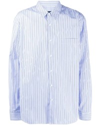 Мужская голубая рубашка с длинным рукавом в вертикальную полоску от Juun.J