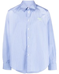 Мужская голубая рубашка с длинным рукавом в вертикальную полоску от Martine Rose