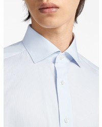 Мужская голубая рубашка с длинным рукавом в вертикальную полоску от Zegna