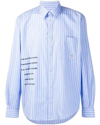 Мужская голубая рубашка с длинным рукавом в вертикальную полоску от MSGM
