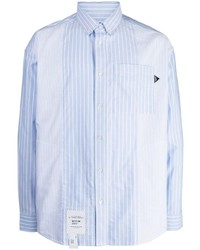 Мужская голубая рубашка с длинным рукавом в вертикальную полоску от Musium Div.