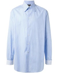 Мужская голубая рубашка с длинным рукавом в вертикальную полоску от N°21