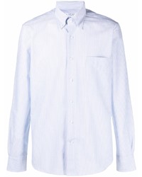 Мужская голубая рубашка с длинным рукавом в вертикальную полоску от Orian