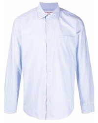 Мужская голубая рубашка с длинным рукавом в вертикальную полоску от Orlebar Brown