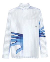 Мужская голубая рубашка с длинным рукавом в вертикальную полоску от Perks And Mini
