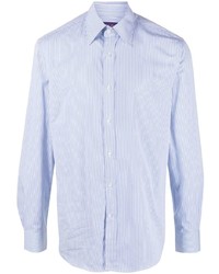 Мужская голубая рубашка с длинным рукавом в вертикальную полоску от Ralph Lauren Purple Label
