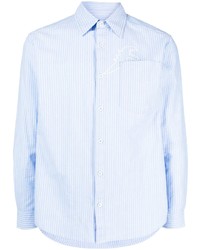 Мужская голубая рубашка с длинным рукавом в вертикальную полоску от SPORT b. by agnès b.