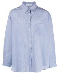 Мужская голубая рубашка с длинным рукавом в вертикальную полоску от The Frankie Shop