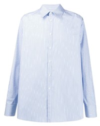 Мужская голубая рубашка с длинным рукавом в вертикальную полоску от Valentino