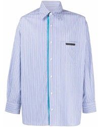 Мужская голубая рубашка с длинным рукавом в вертикальную полоску от Viktor & Rolf