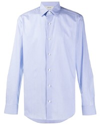Мужская голубая рубашка с длинным рукавом в вертикальную полоску от Z Zegna