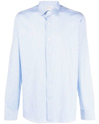 Мужская голубая рубашка с длинным рукавом в вертикальную полоску от Z Zegna
