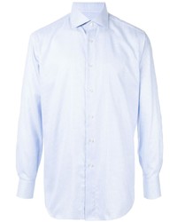 Мужская голубая рубашка с длинным рукавом в клетку от Brioni