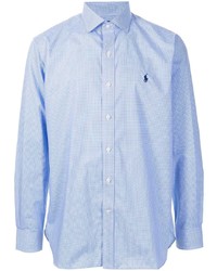Мужская голубая рубашка с длинным рукавом в клетку от Polo Ralph Lauren